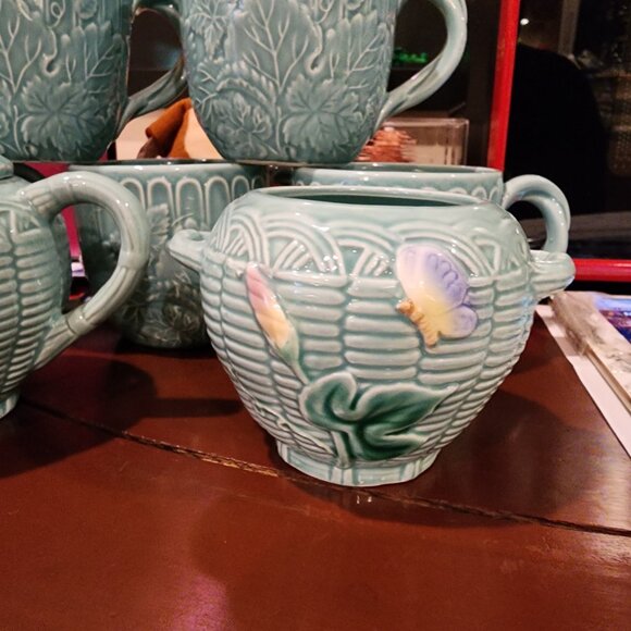 Vintage 1989 Haldon Group Basketweave Floral Tea Set – Service for 5 - Picture 6 of 10